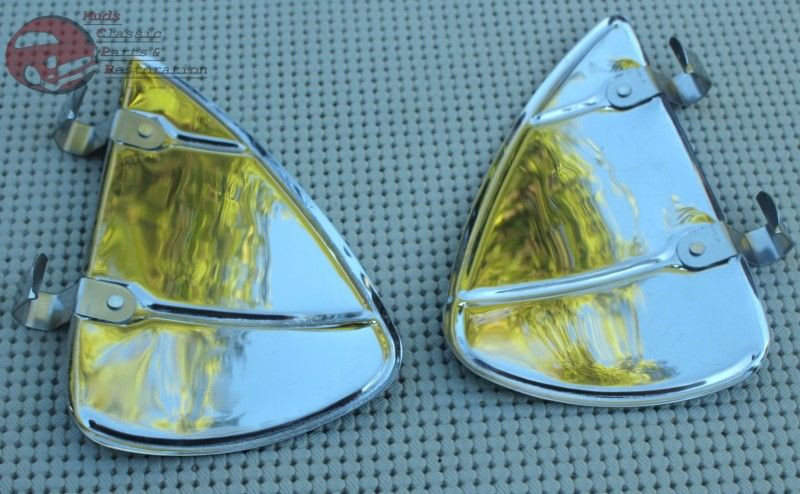 United Pacific C5015C Chrome Plastic Vent Wing Window Air Deflectors (Pair) - Vintage Custom Style